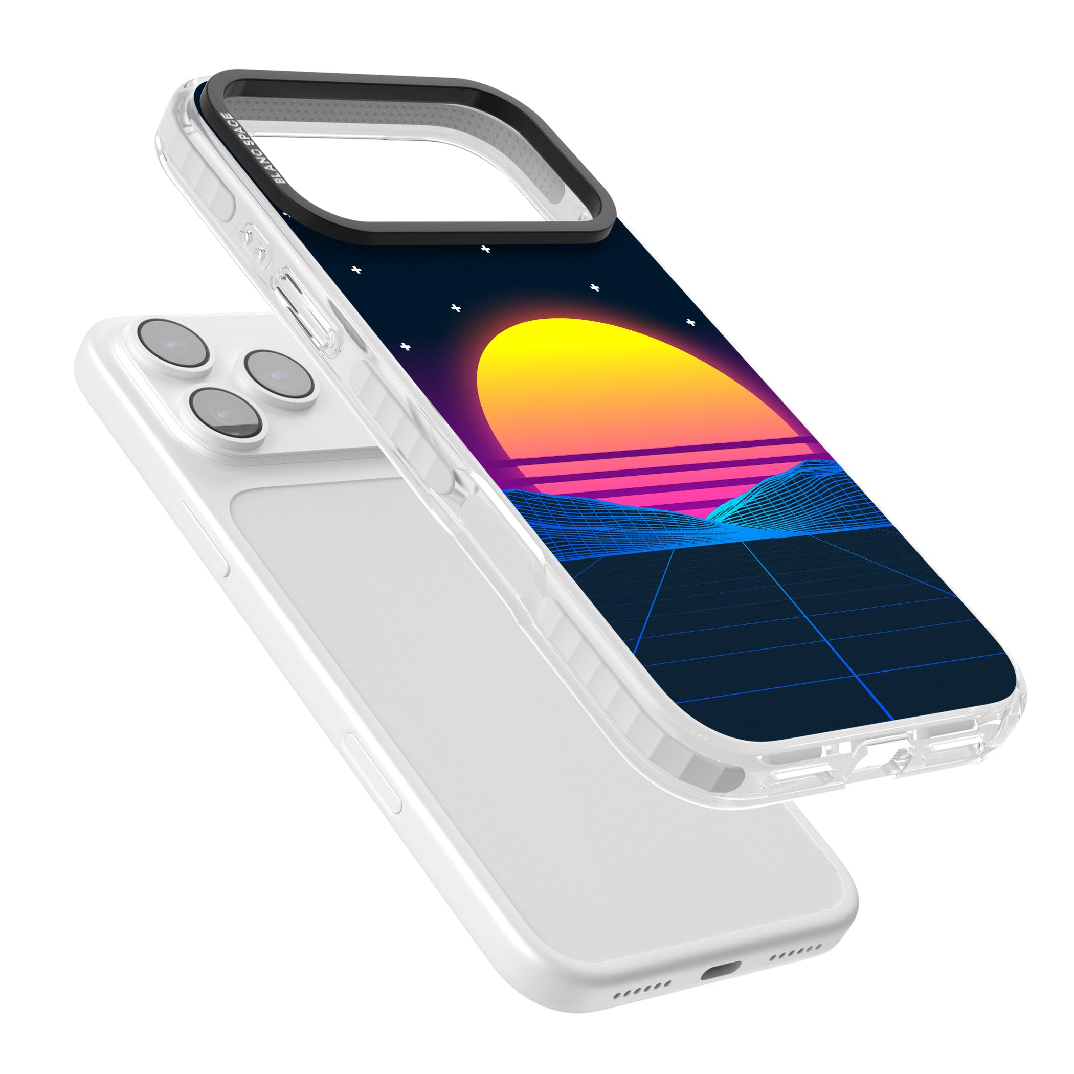 Retro Sunset Vaporwave iPhone 17 Pro Impact Clear Phone Case Colours
