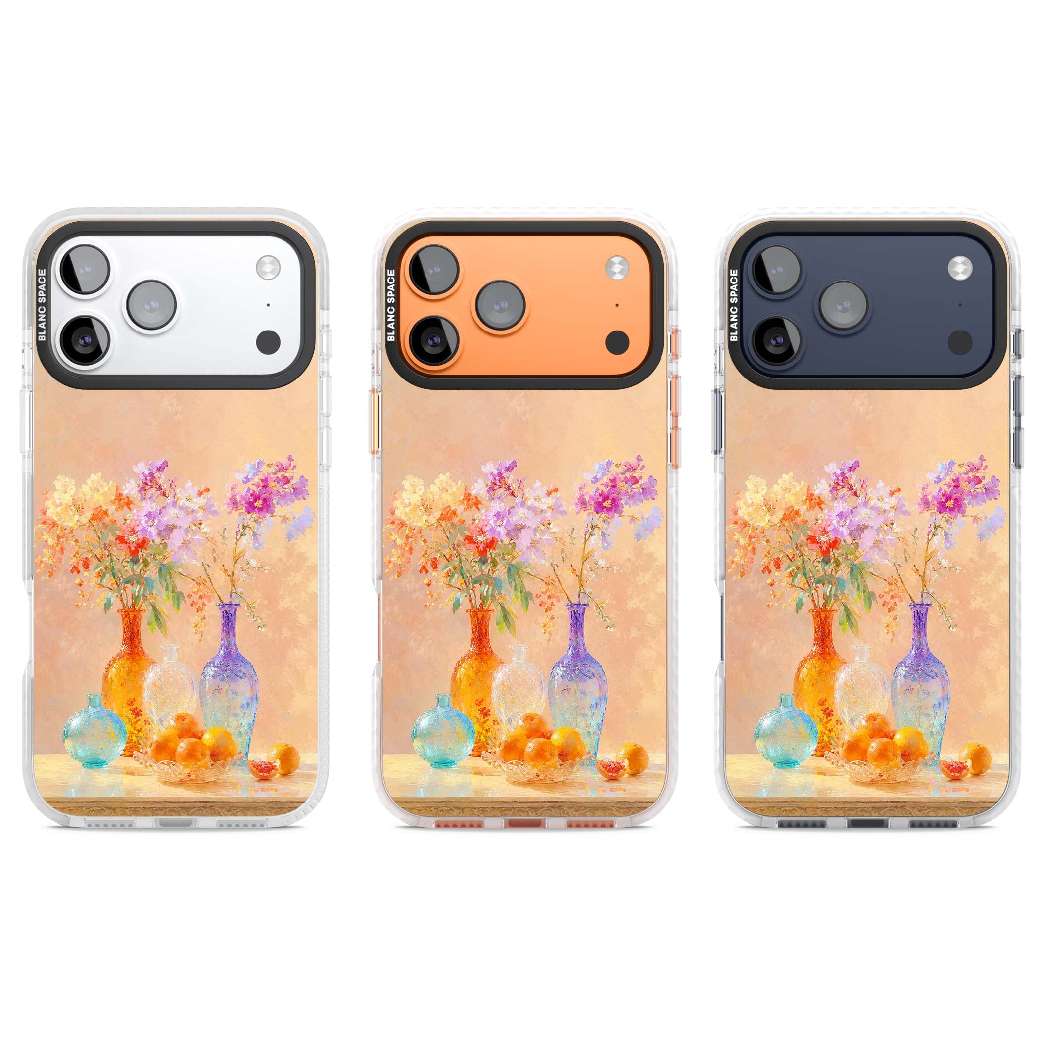 Peach Glass art iPhone case | Black Impact case for iPhone 17 Pro, iPhone 17 Pro Max