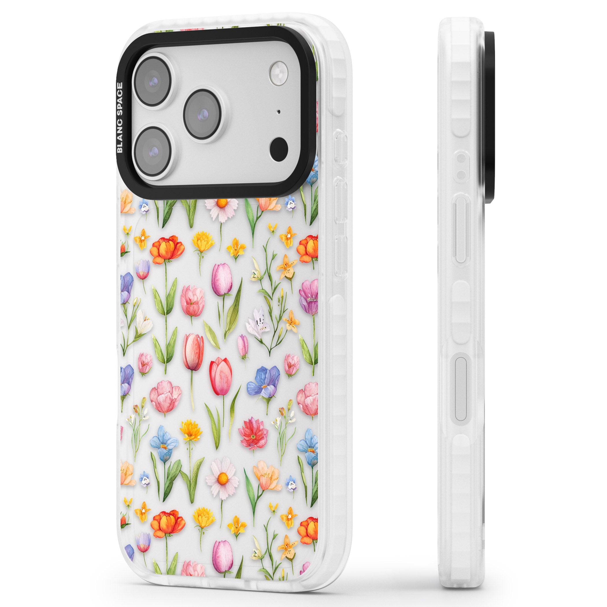 Small Flower Mix iPhone 17 Pro Impact Clear Phone Case Side Profile