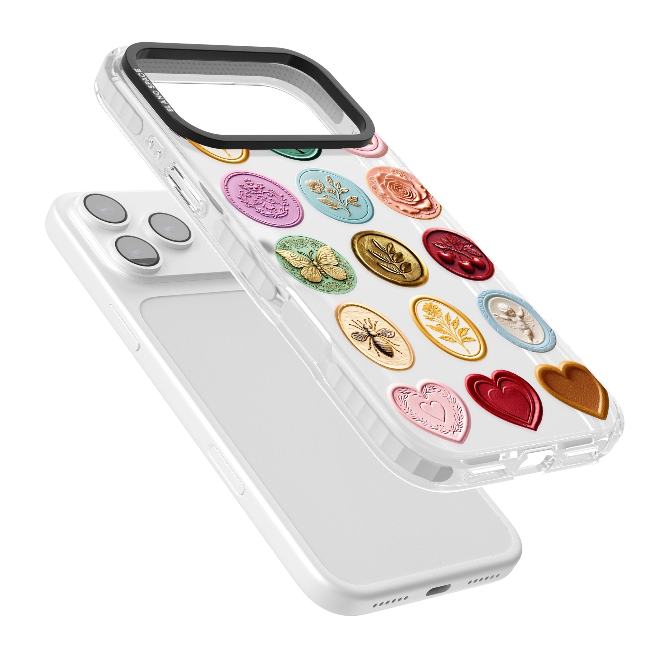 Vintage Wax Seal Pattern iPhone 17 Pro Impact Clear Phone Case Colours