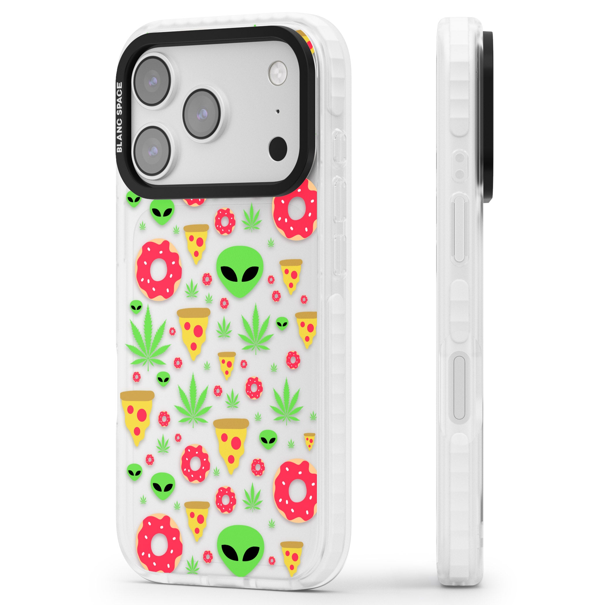 Martians & Munchies iPhone 17 Pro Impact Clear Phone Case Side Profile