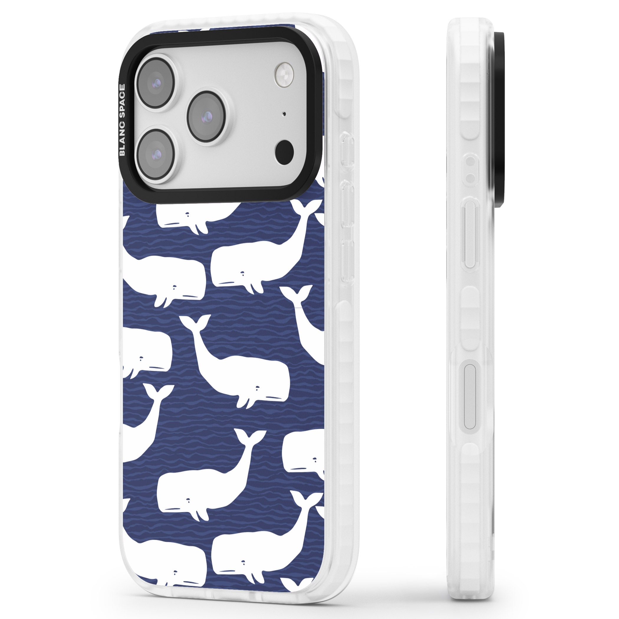 Whale Dreams iPhone 17 Pro Impact Clear Phone Case Side Profile