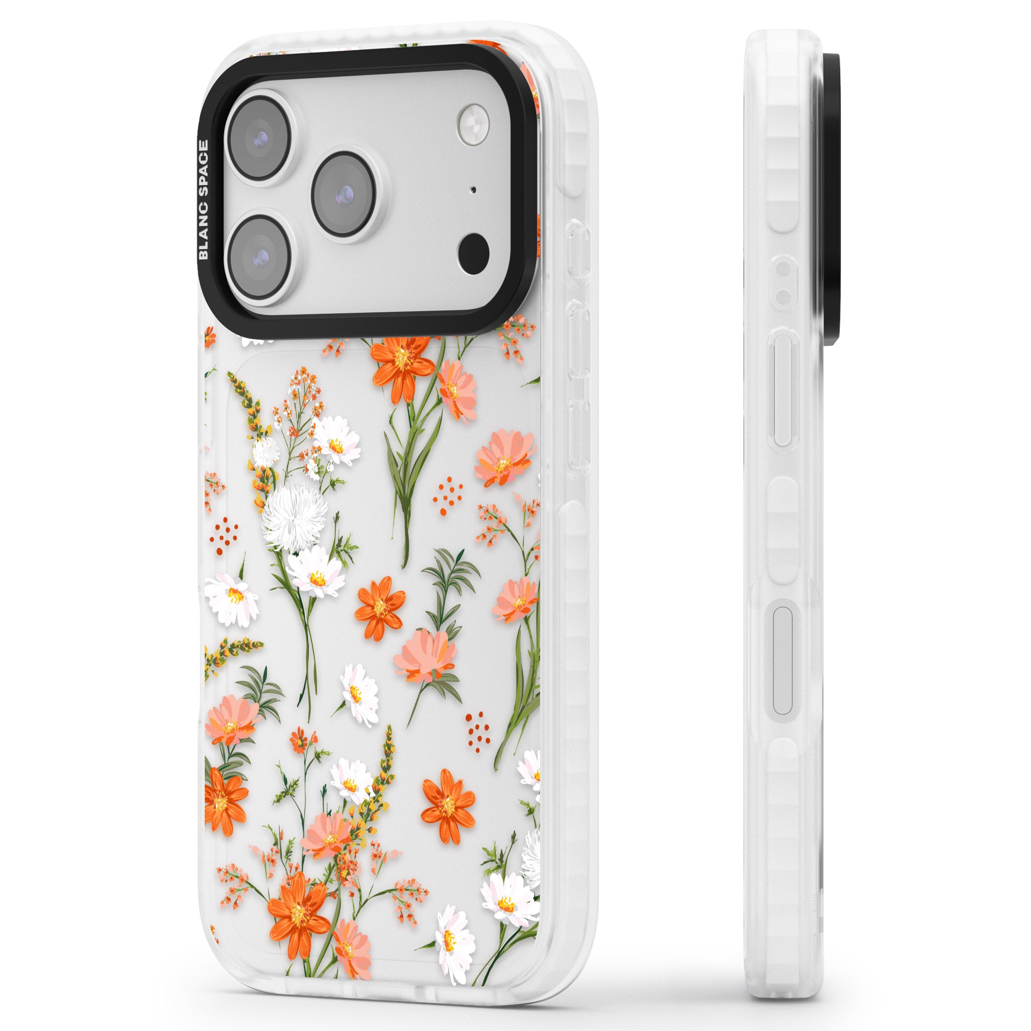 Sunset Wildflowers iPhone 17 Pro Impact Clear Phone Case Side Profile