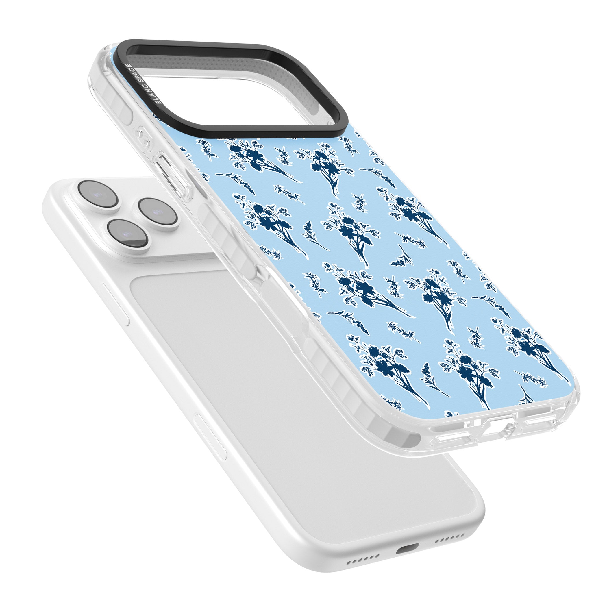 Blue Sticker Wildflowers iPhone 17 Pro Impact Clear Phone Case Colours