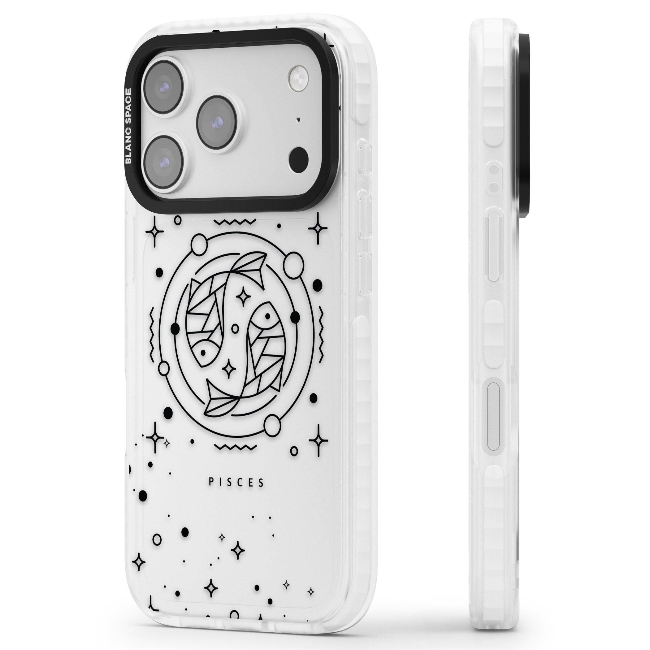 Pisces Emblem Transparent iPhone 17 Pro Impact Clear Phone Case Side Profile