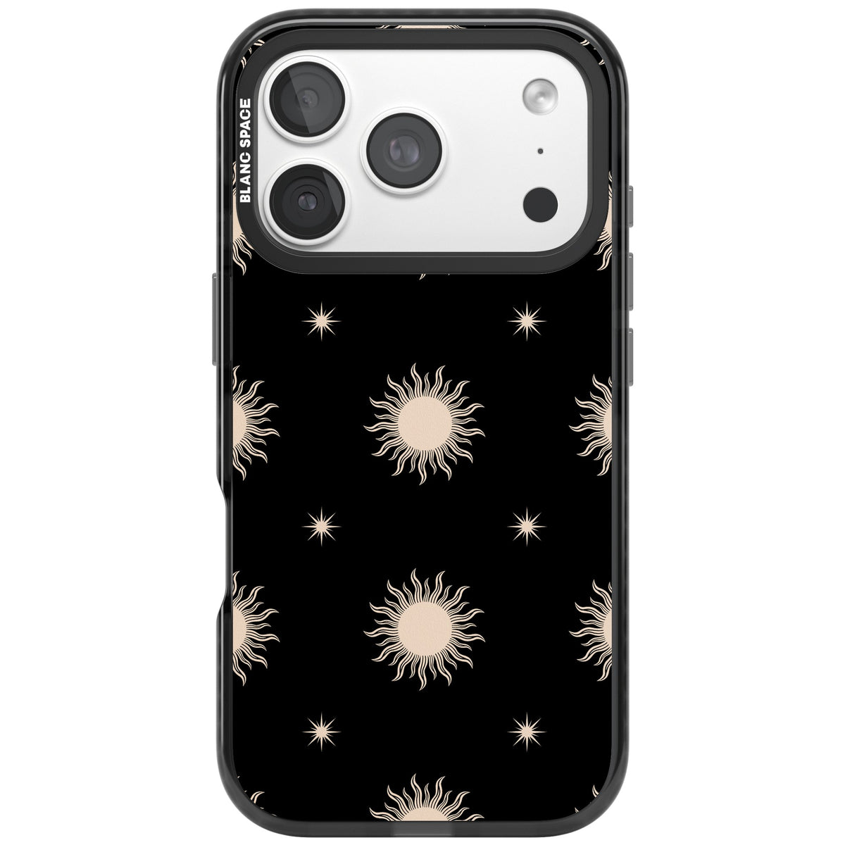 Celestial Patterns Classic Suns (Black) iPhone 18 Pro Impact Black Phone Case front