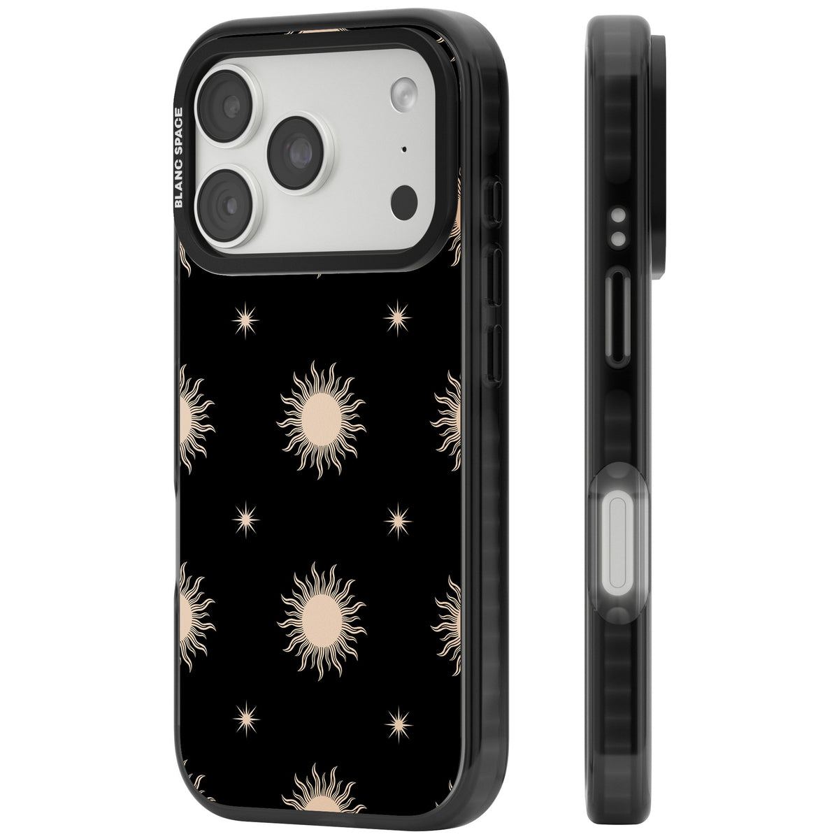 Celestial Patterns Classic Suns (Black) iPhone 18 Pro Impact Black Phone Case side