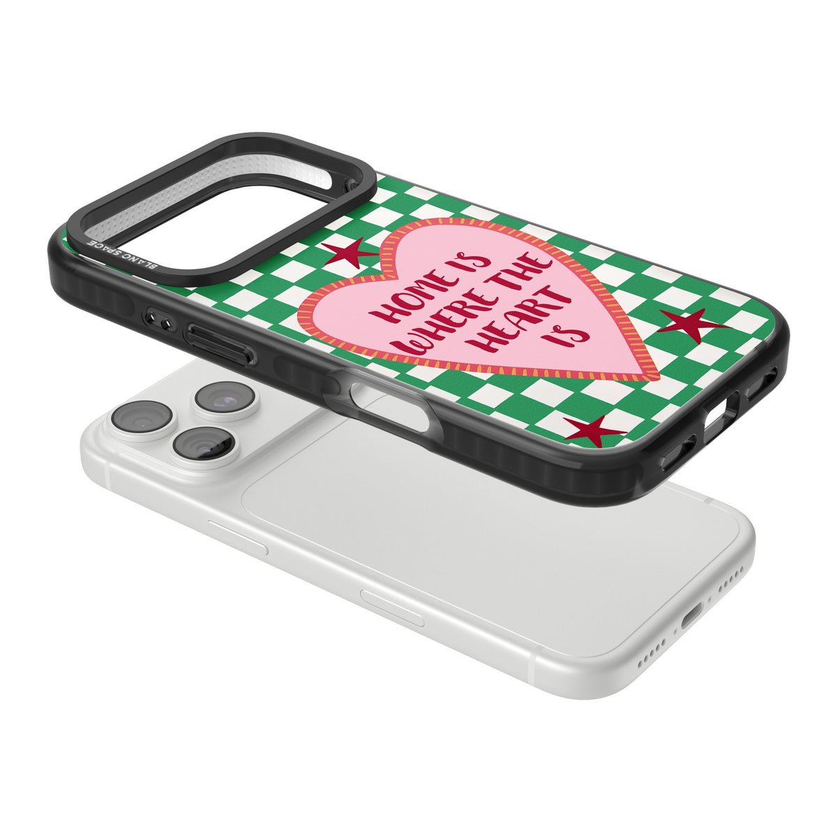 Home Is Where The Heart Is iPhone 18 Pro Impact Black Phone Case angled