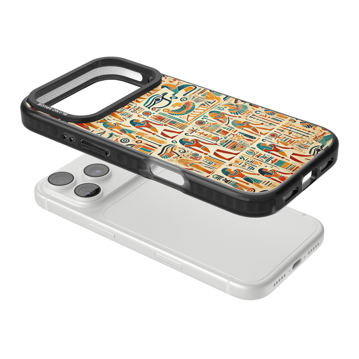 Egyptian Heiroglyphics iPhone 18 Pro Impact Black Phone Case angled