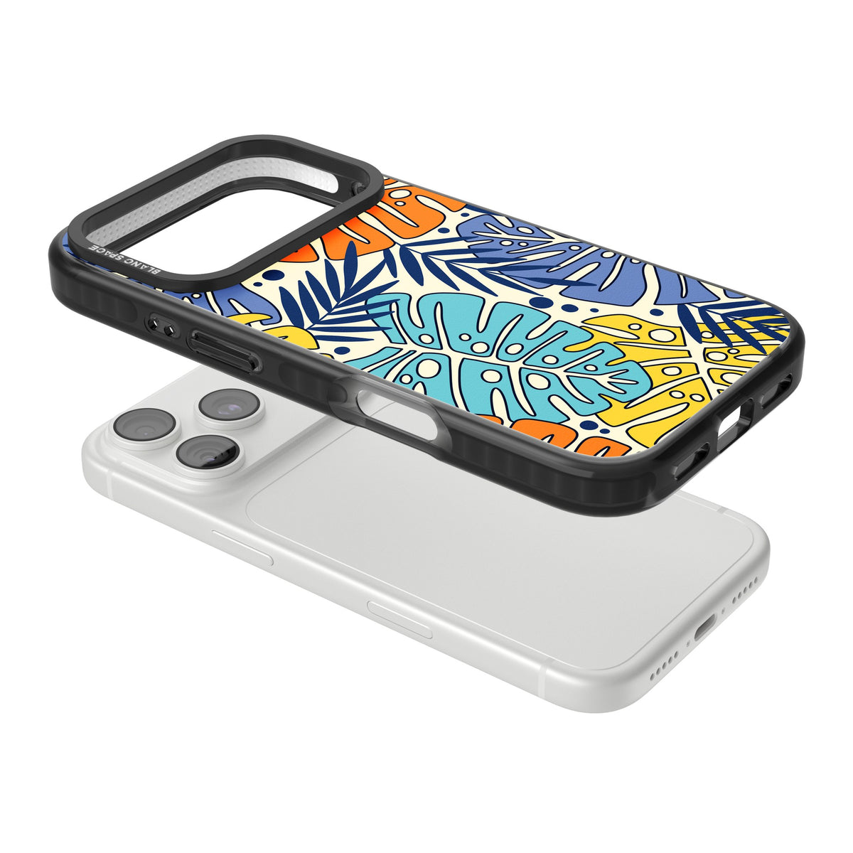 Beach Leaves iPhone 18 Pro Impact Black Phone Case angled
