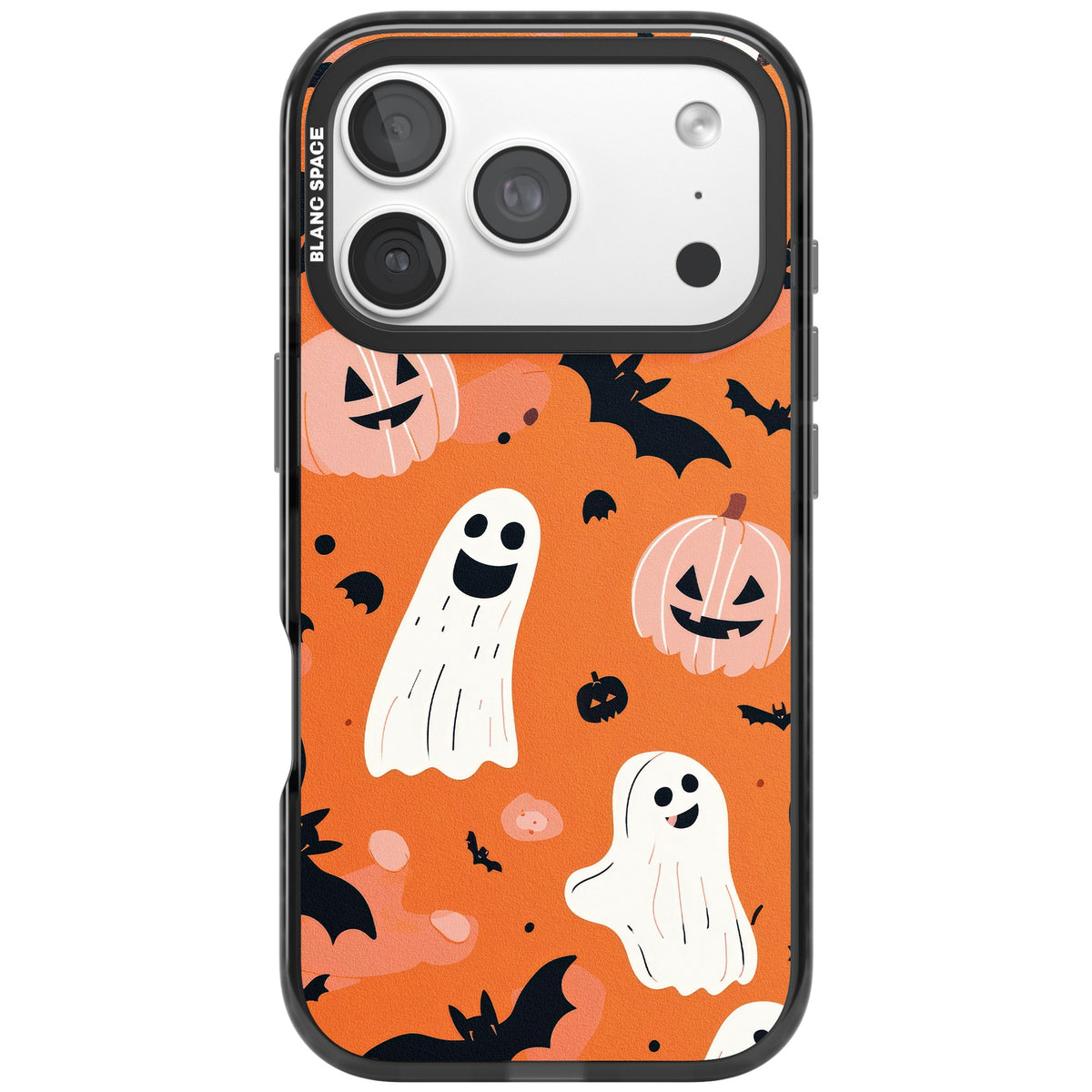 Orange Halloween Pattern iPhone 18 Pro Impact Black Phone Case front