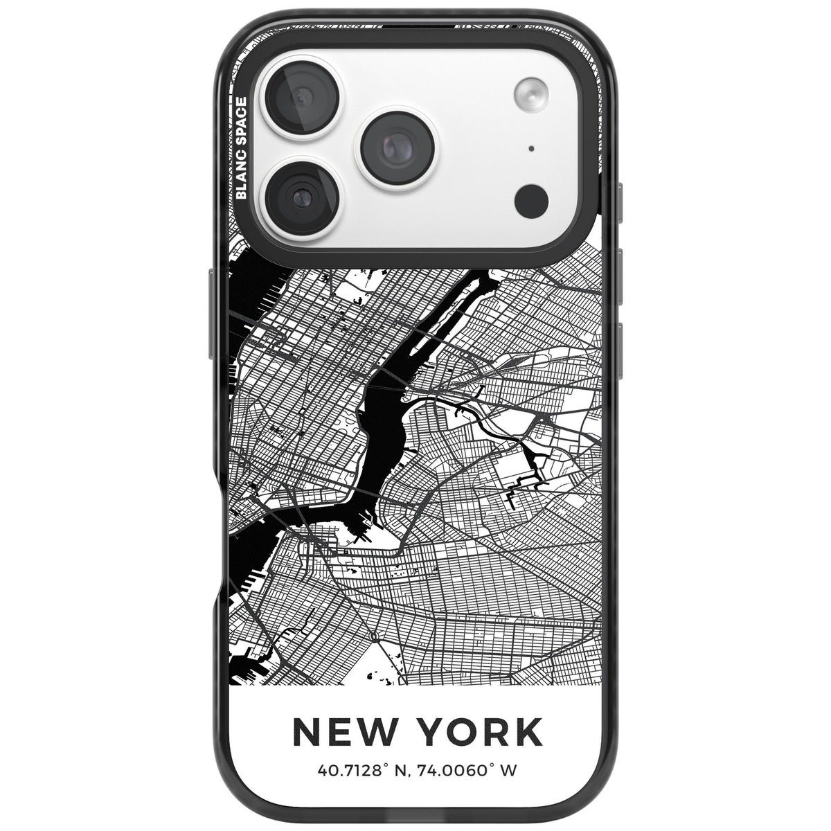 New York Map iPhone 18 Pro Impact Black Phone Case front