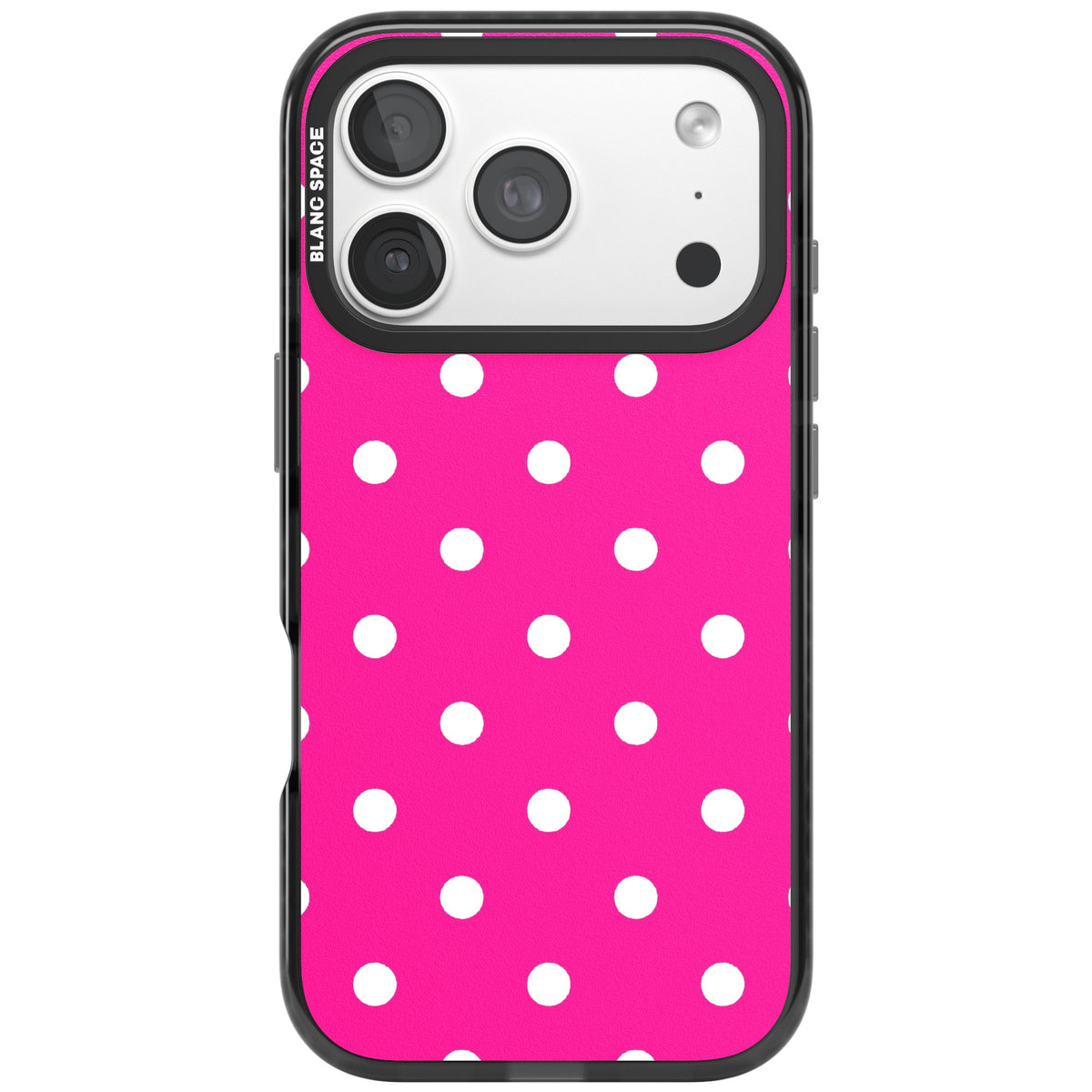Pink Polka Dot iPhone 18 Pro Impact Black Phone Case front