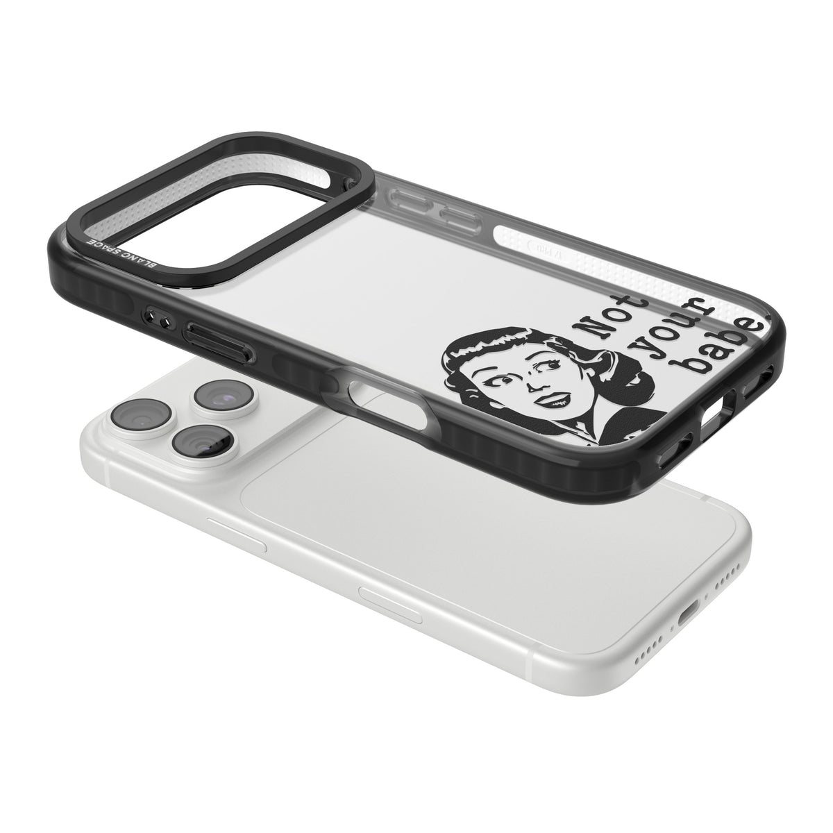 Not Your Babe iPhone 18 Pro Impact Black Phone Case angled