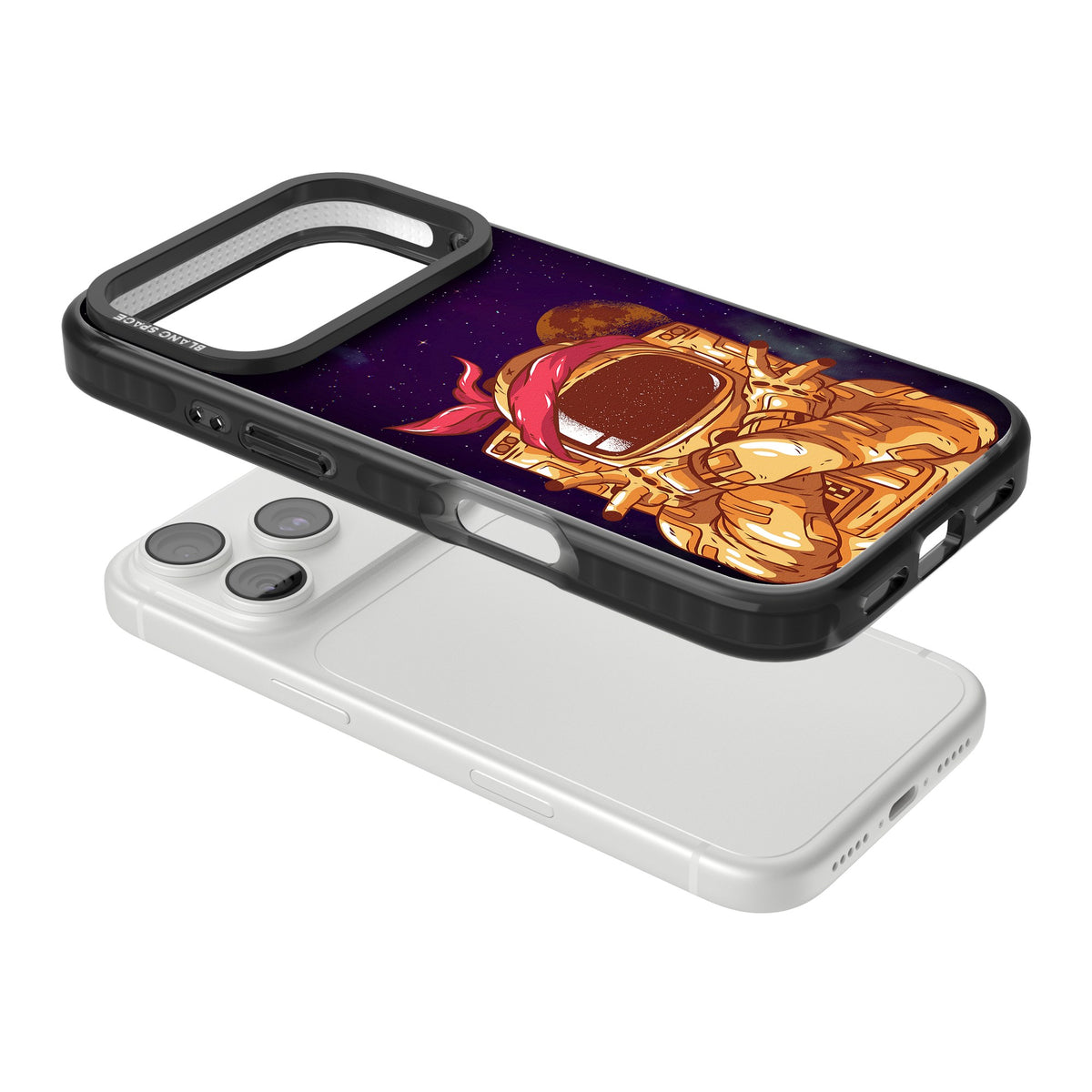 Space Gangster iPhone 18 Pro Impact Black Phone Case angled