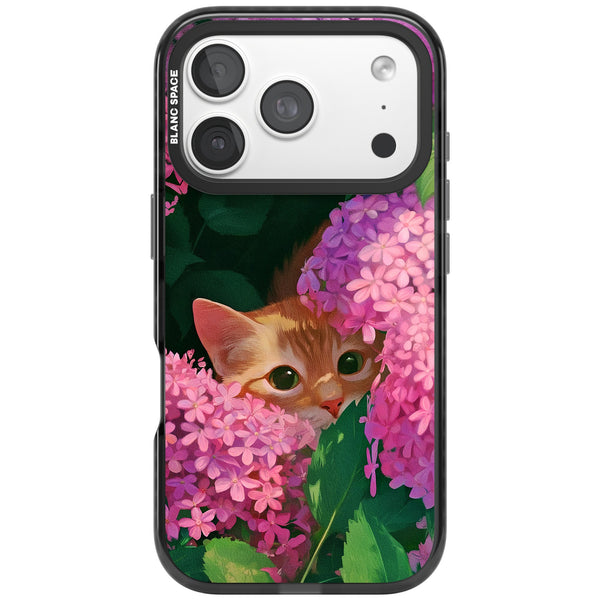 Cat In Pink Flowers