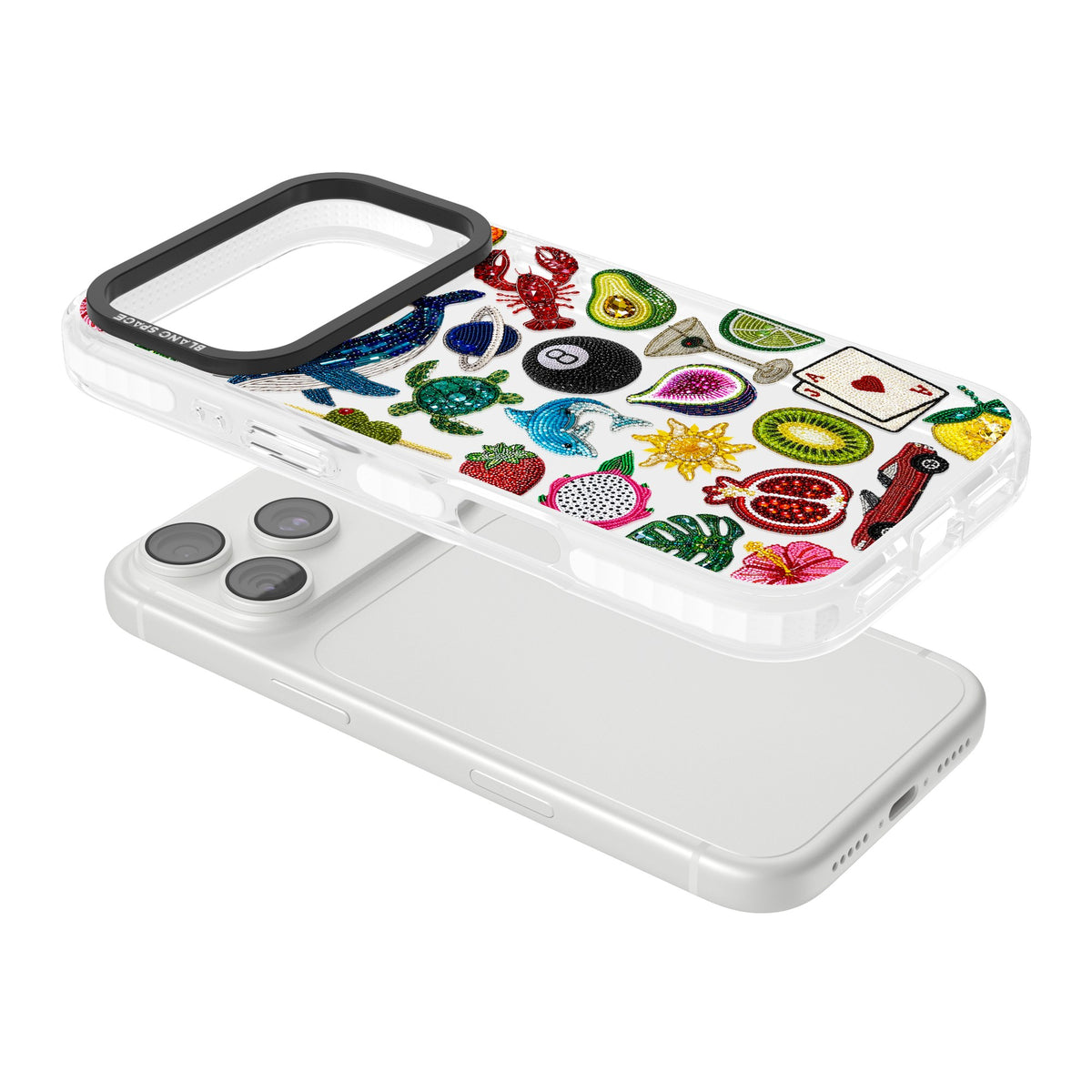 Beaded Mix iPhone 18 Pro Impact Clear Phone Case angled