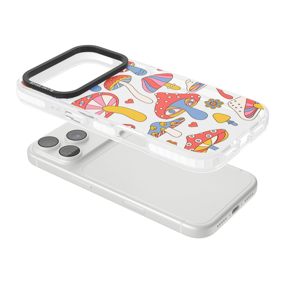 Vibrant Shrooms iPhone 18 Pro Impact Clear Phone Case angled