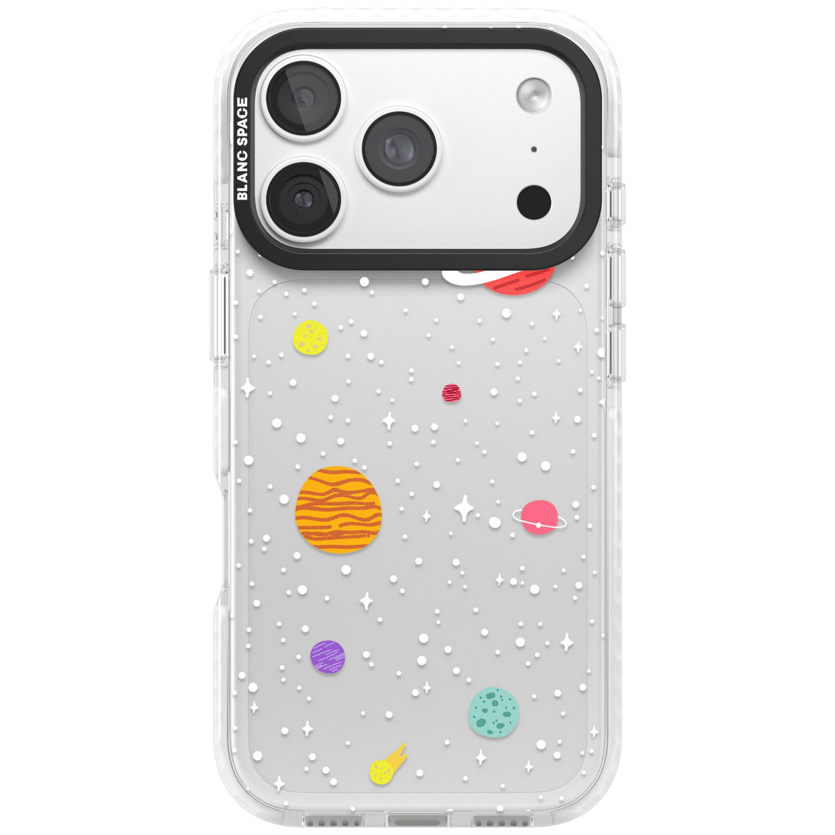 Cute Cartoon Planets (Clear) iPhone 18 Pro Impact Clear Phone Case front