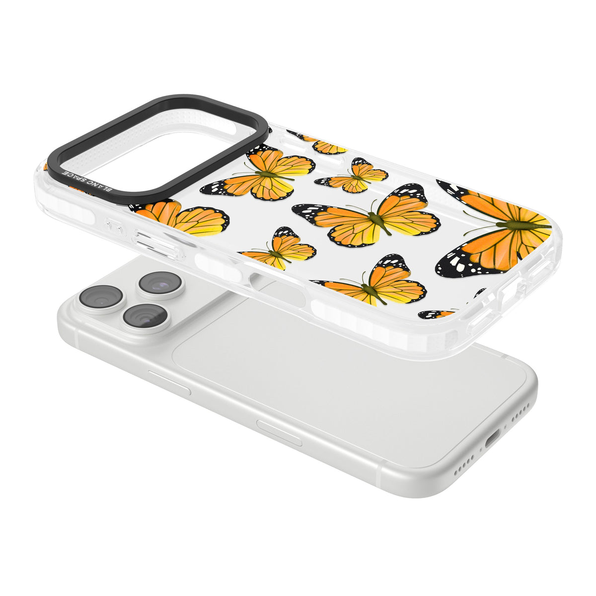 Sun Yellow Butterflies iPhone 18 Pro Impact Clear Phone Case angled