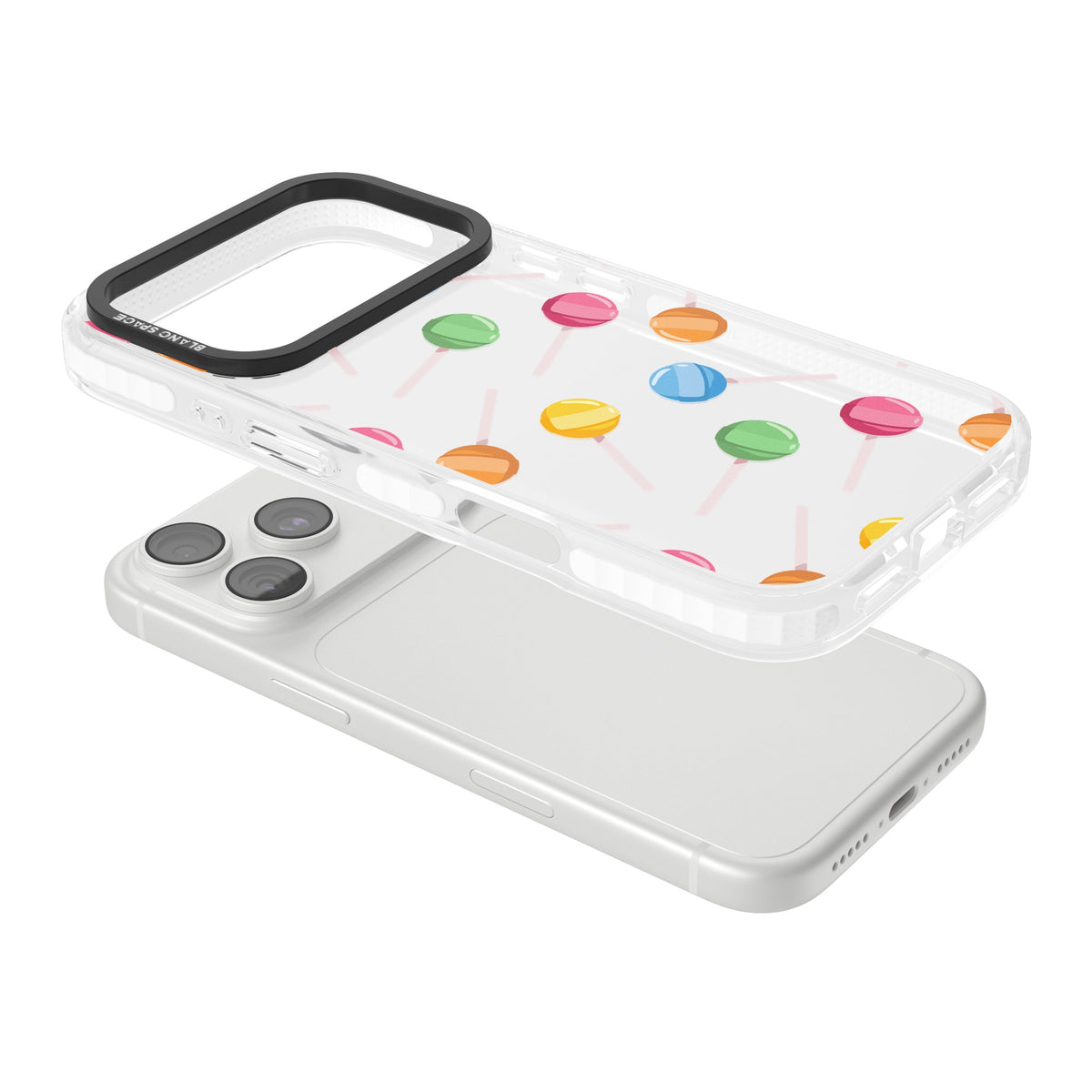 Lollipop Pattern iPhone 18 Pro Impact Clear Phone Case angled