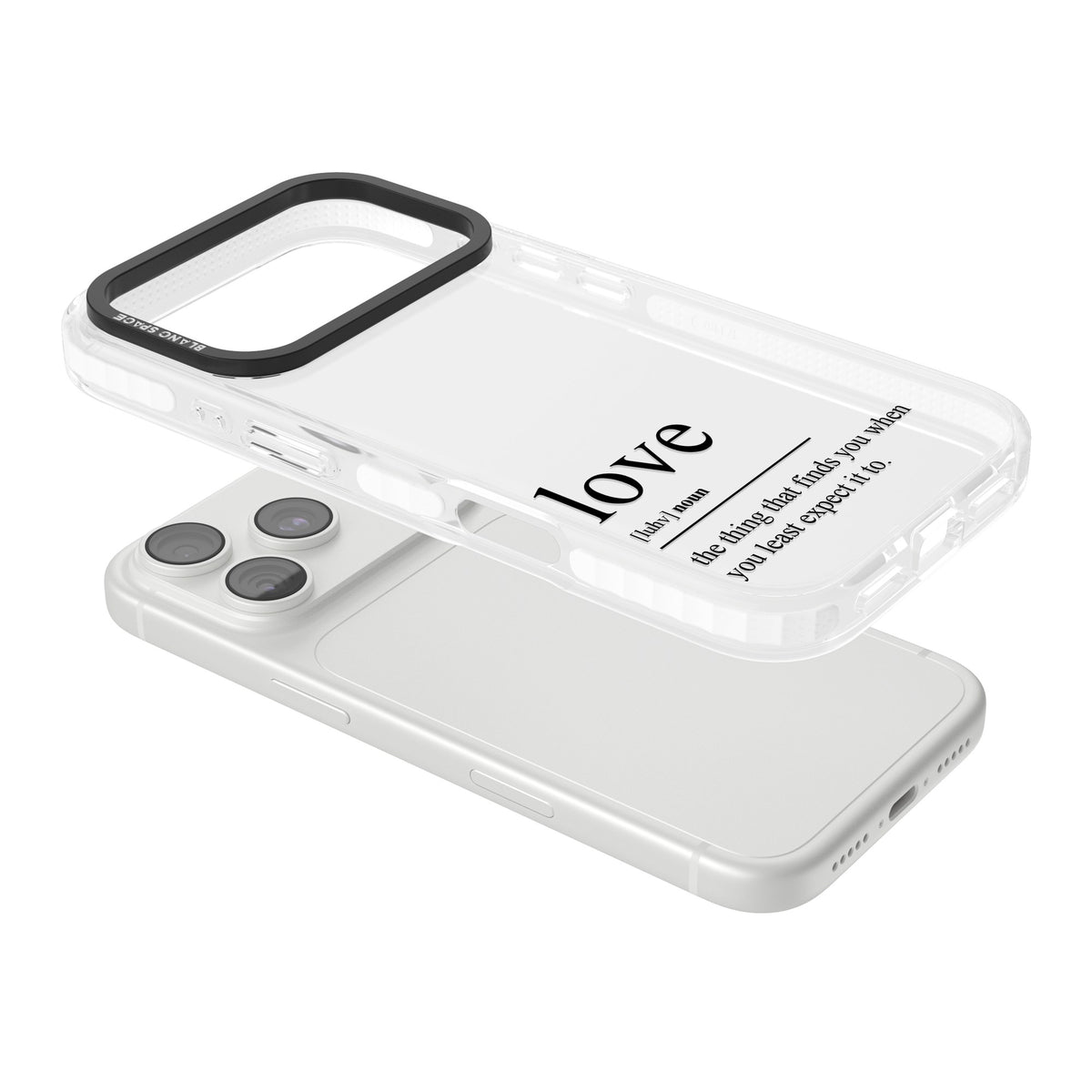 Love iPhone 18 Pro Impact Clear Phone Case angled