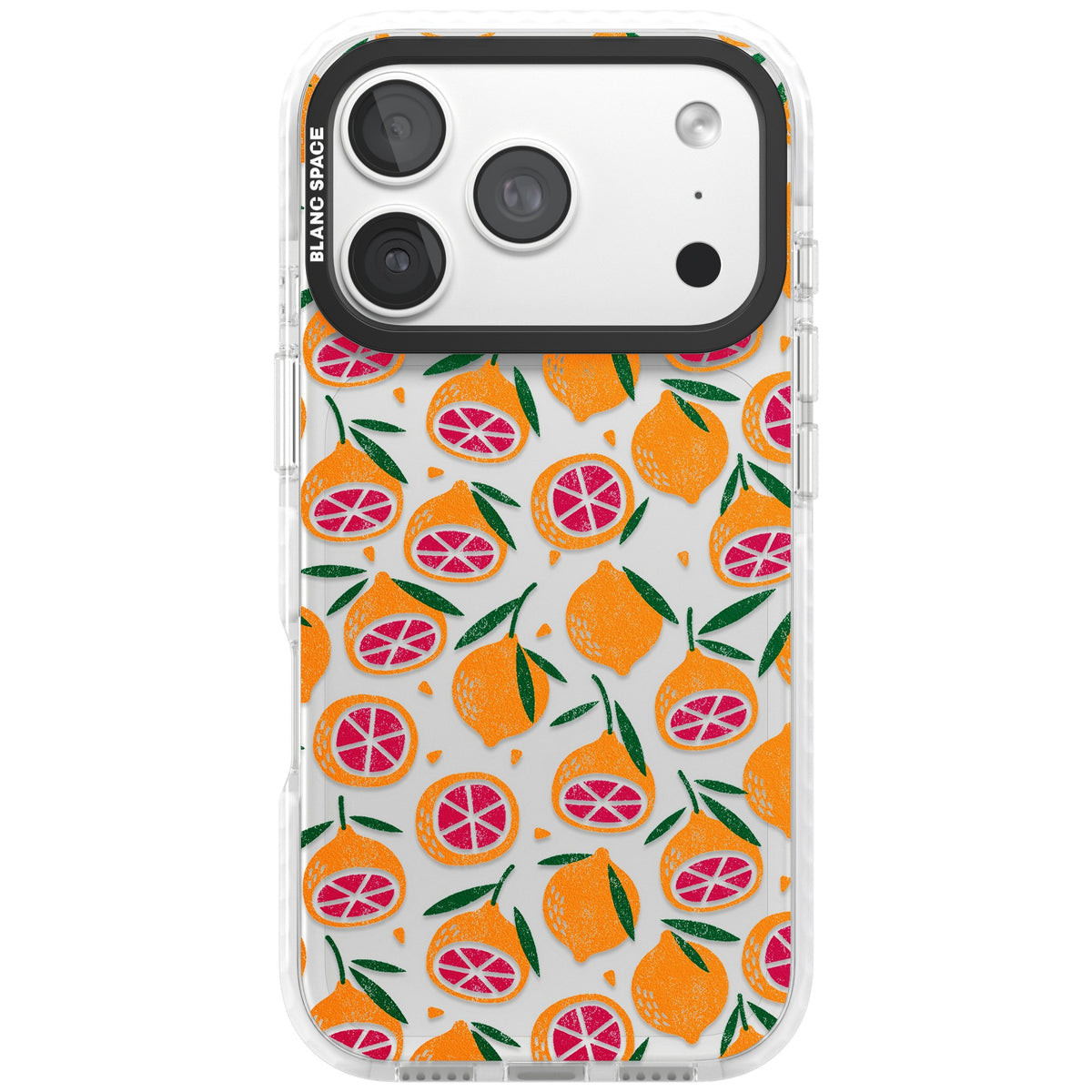 Blood Orange Fruit Pattern Transparent iPhone 18 Pro Impact Clear Phone Case front