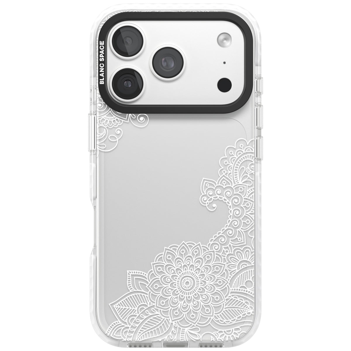 White Henna Botanicals iPhone 18 Pro Impact Clear Phone Case front