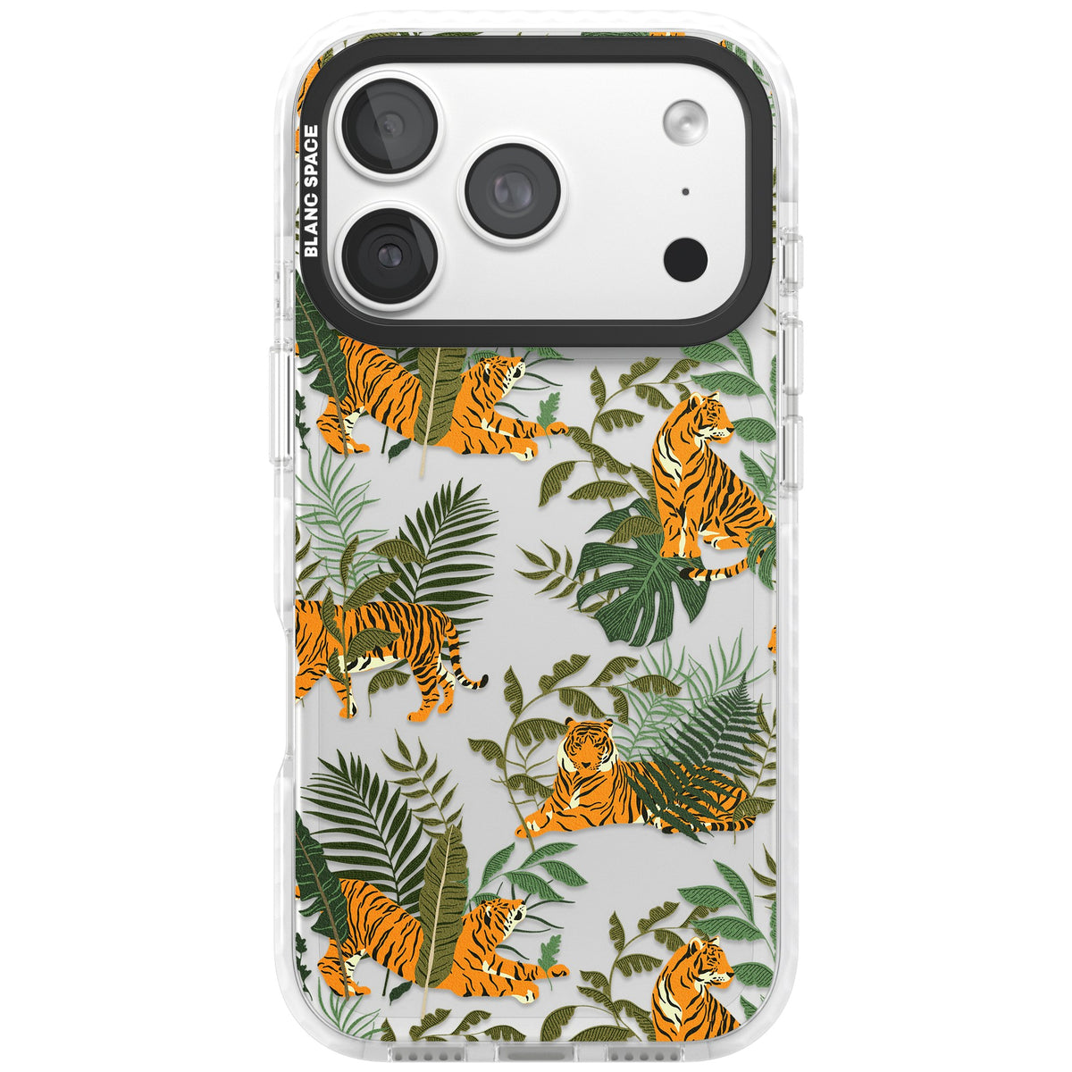 Tiger & Fern Jungle iPhone 18 Pro Impact Clear Phone Case front