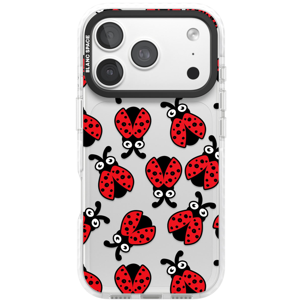 Ladybug Pattern iPhone 18 Pro Impact Clear Phone Case front