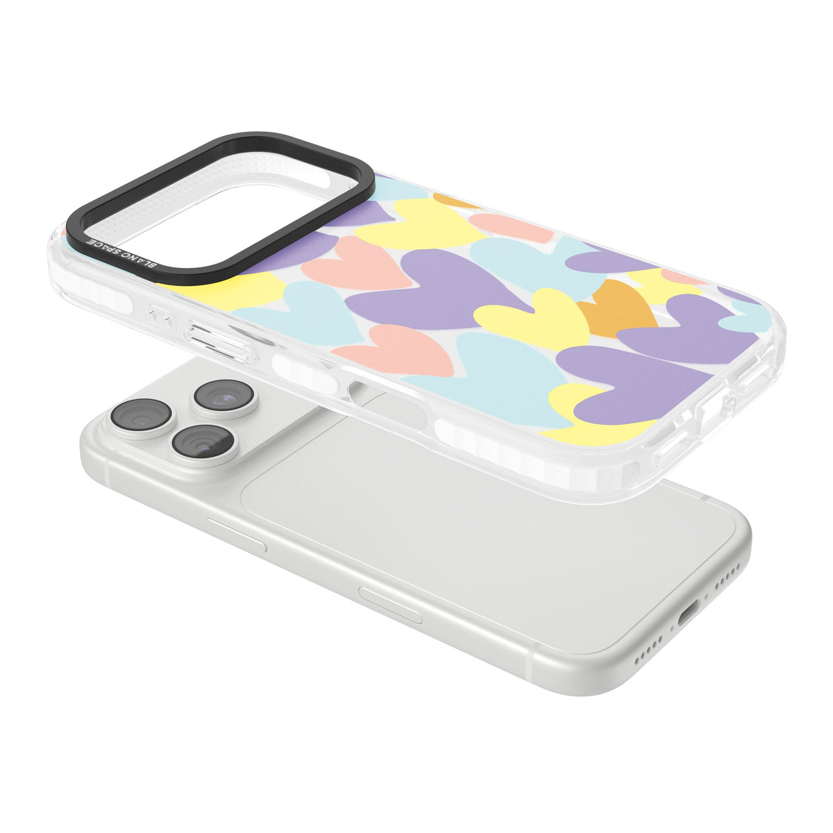 Pastel Hearts iPhone 18 Pro Impact Clear Phone Case angled