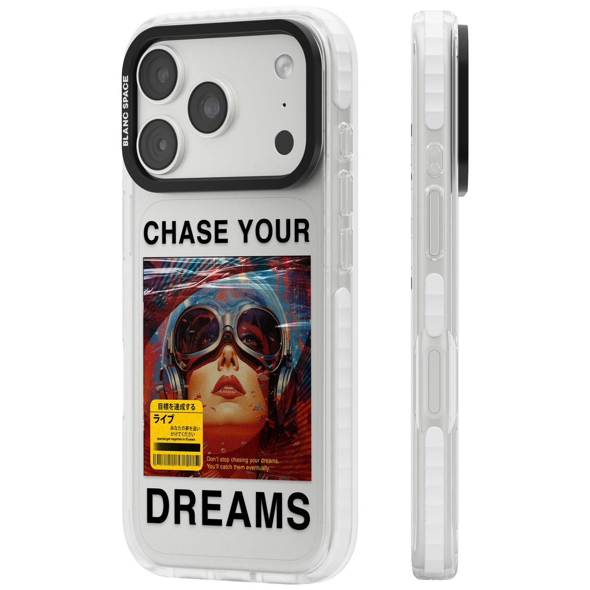 Chase Your Dreams iPhone 18 Pro Impact Clear Phone Case side