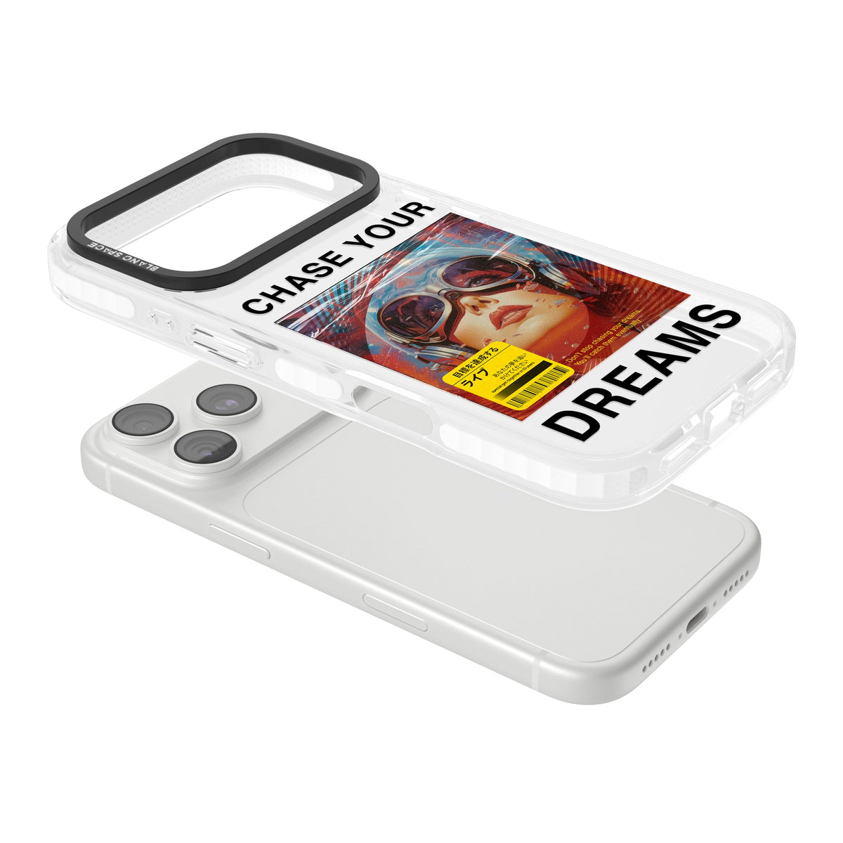 Chase Your Dreams iPhone 18 Pro Impact Clear Phone Case angled