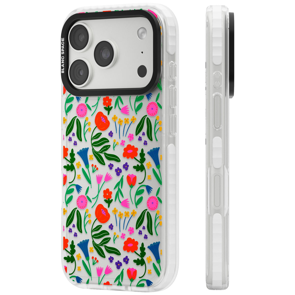 Summer Floral Fiesta iPhone 18 Pro Impact Clear Phone Case side