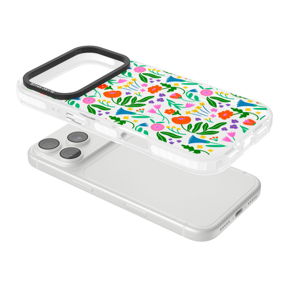 Summer Floral Fiesta iPhone 18 Pro Impact Clear Phone Case angled
