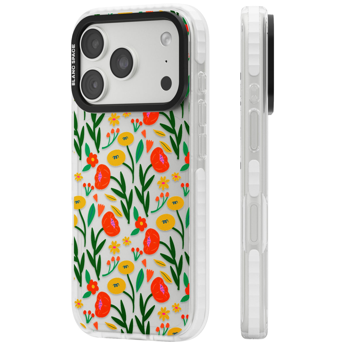 Summer Flower Fiesta iPhone 18 Pro Impact Clear Phone Case side