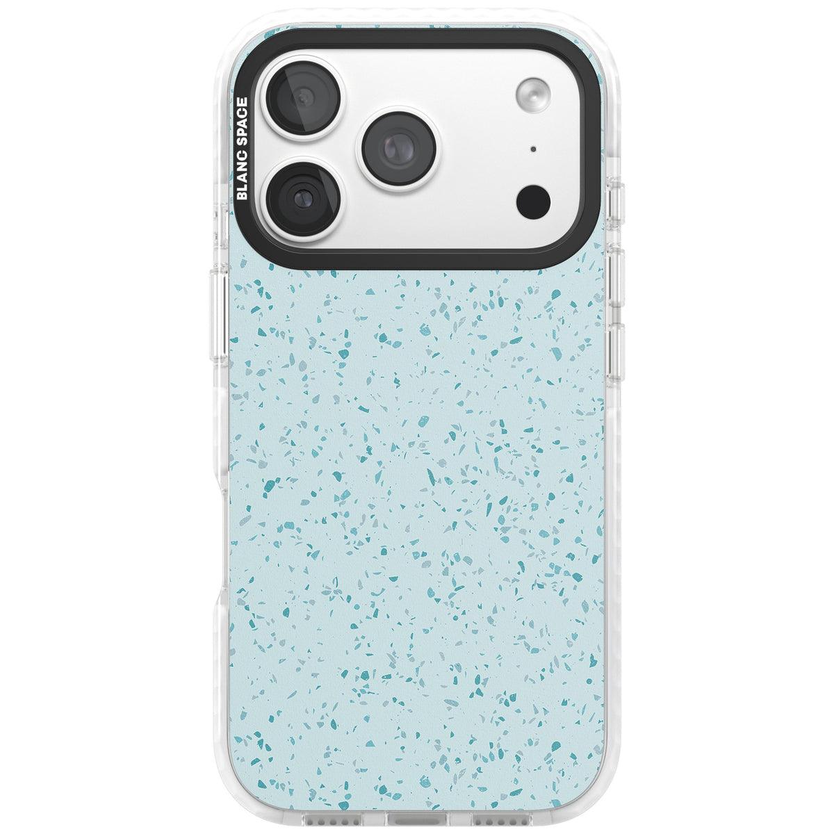Light Blue Terrazzo Pattern iPhone 18 Pro Impact Clear Phone Case front