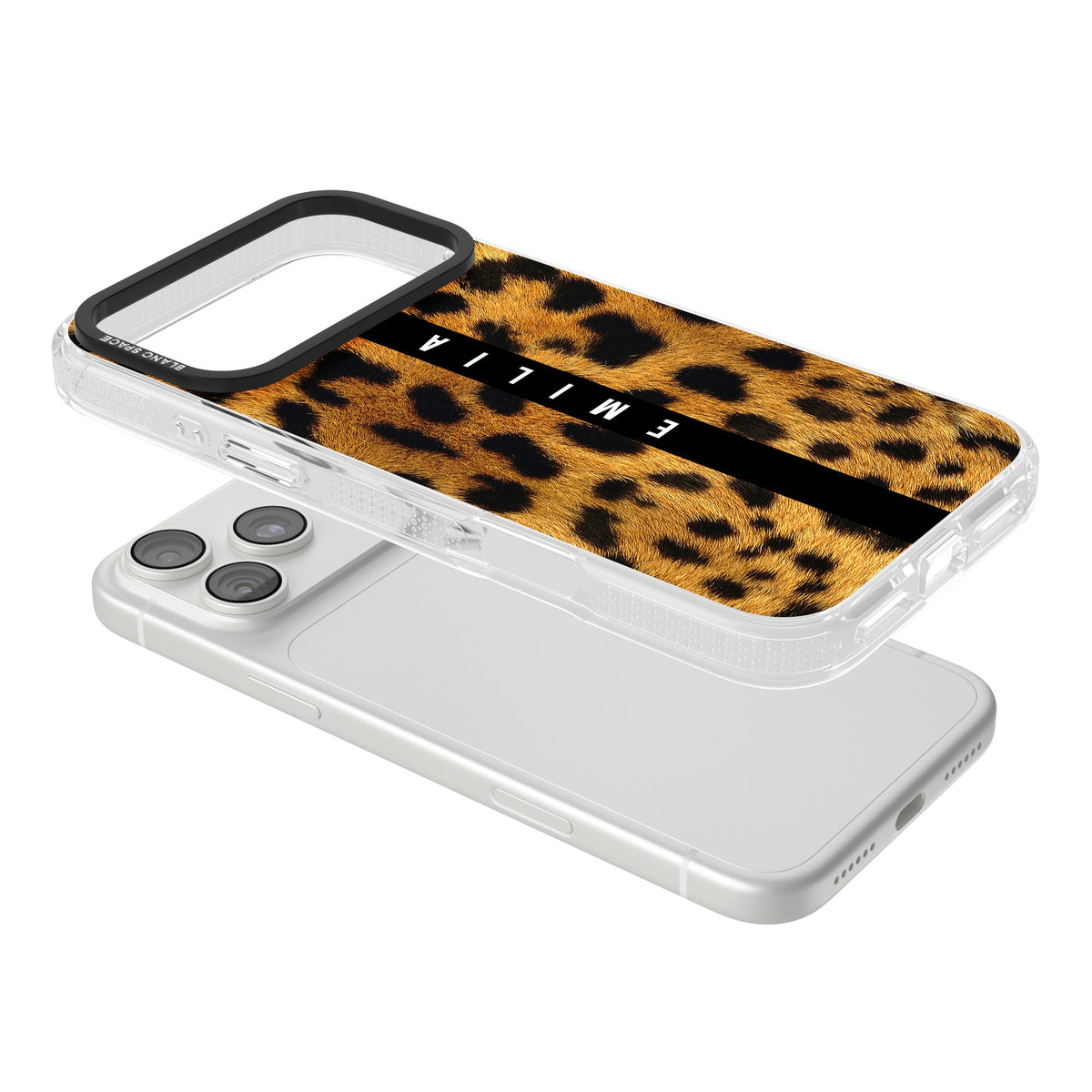 Leopard Print iPhone 18 Pro Max Impact Air Clear Phone Case angled