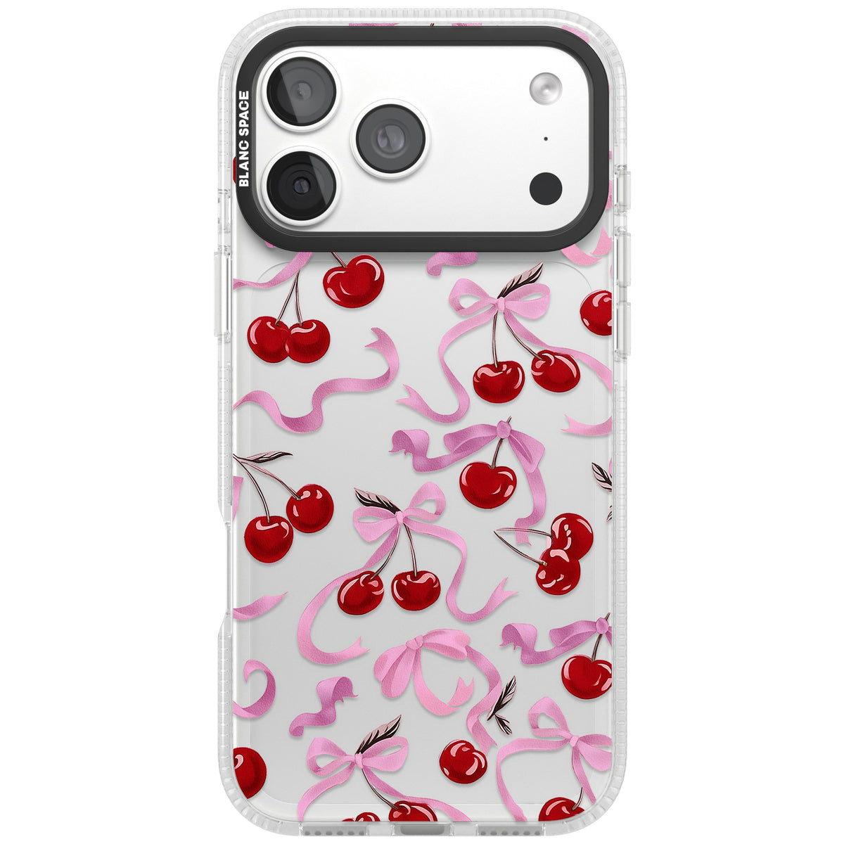 Pink Bow & Cherries iPhone 18 Pro Max Impact Air Clear Phone Case front