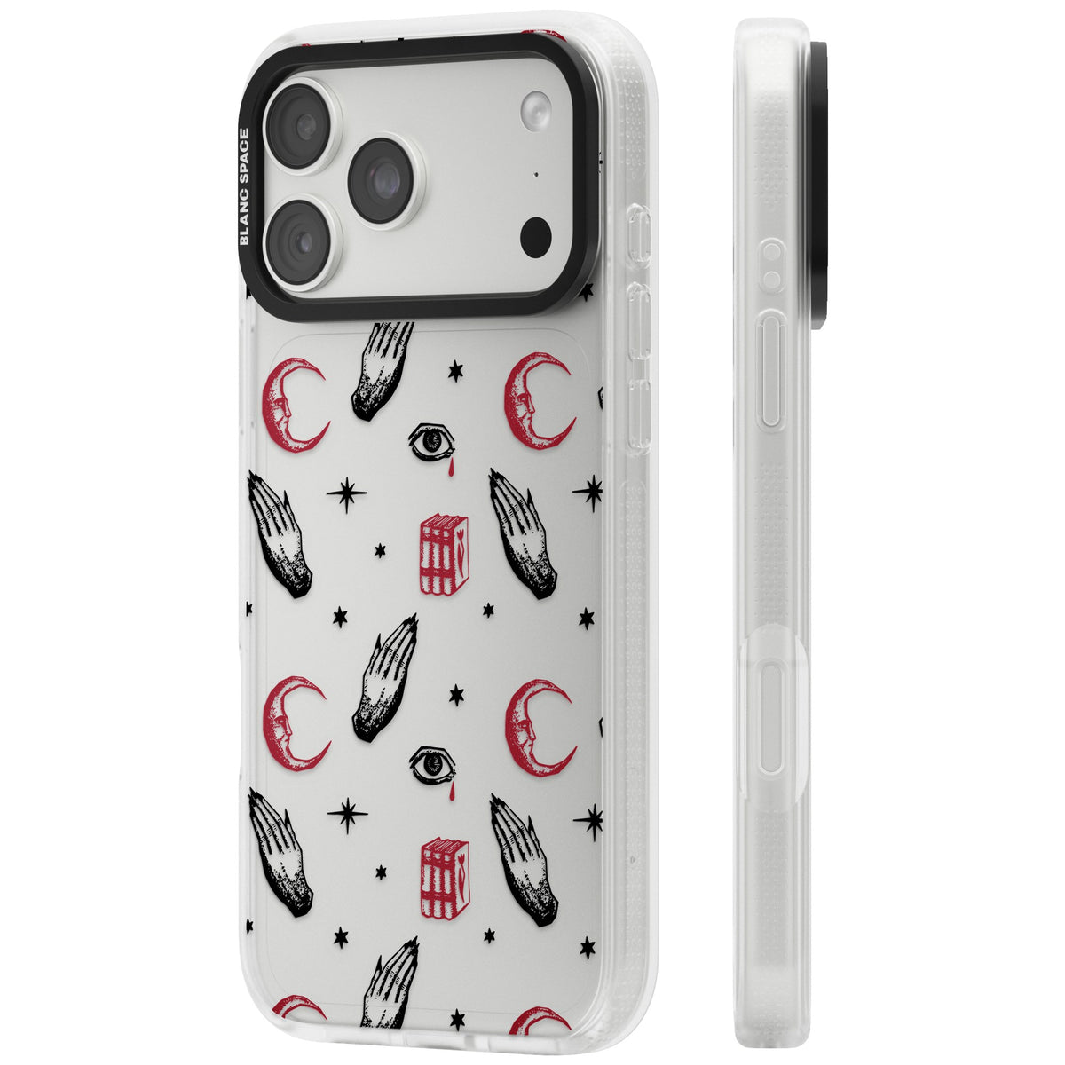 Mystic Hand & Eye Pattern iPhone 18 Pro Max Impact Air Clear Phone Case side