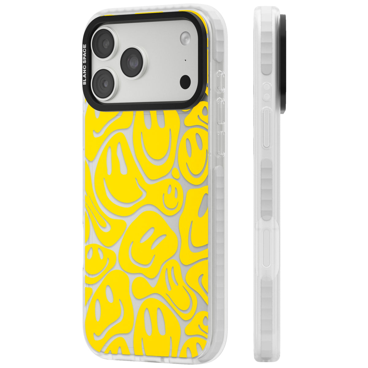 Yellow Acid Faces iPhone 18 Pro Max Impact Clear Phone Case side