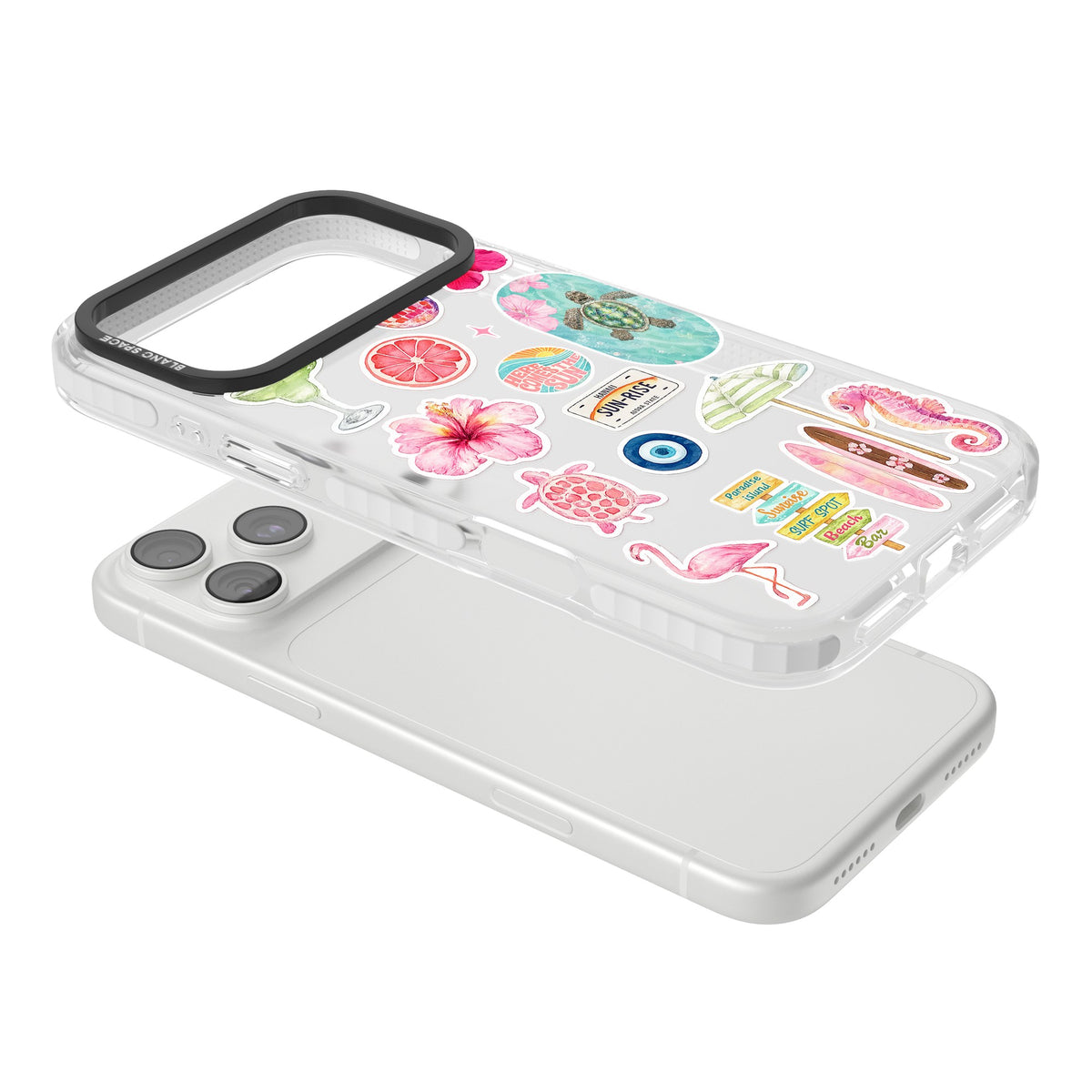 Aloha Sticker Mix iPhone 18 Pro Max Impact Clear Phone Case angled