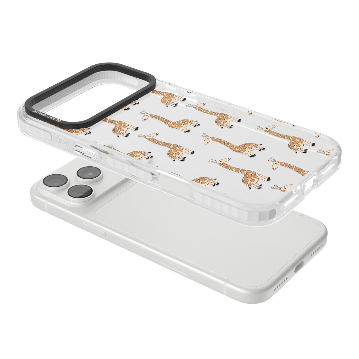 Cute Giraffe Pattern Clear iPhone 18 Pro Max Impact Clear Phone Case angled