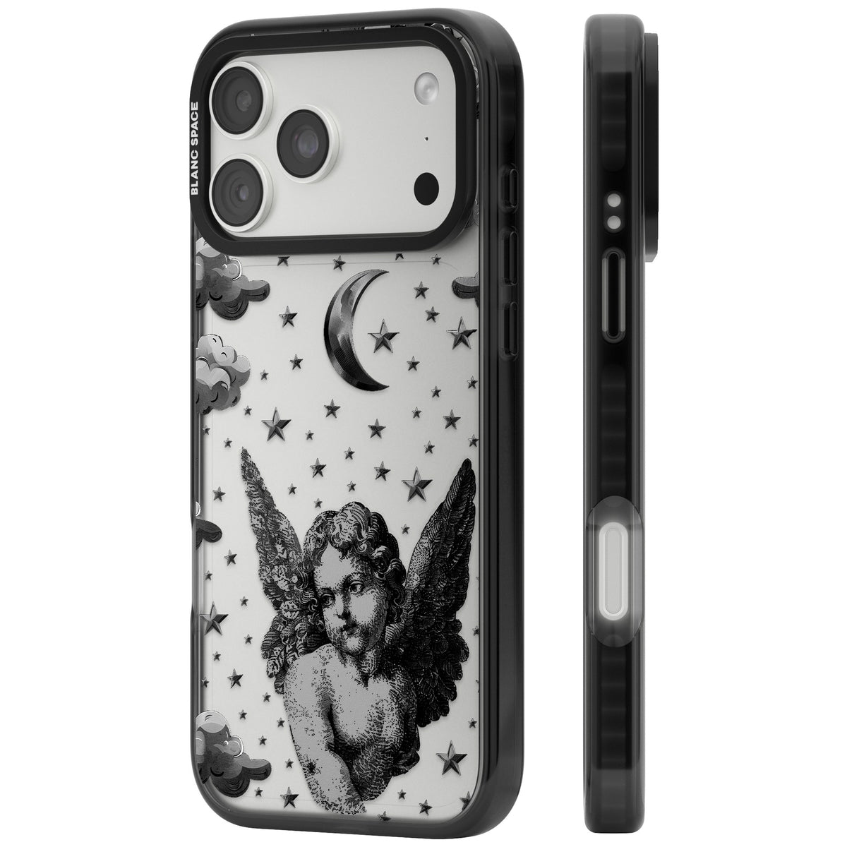 Celestial Cherub iPhone 18 Pro Max Impact Black Phone Case side