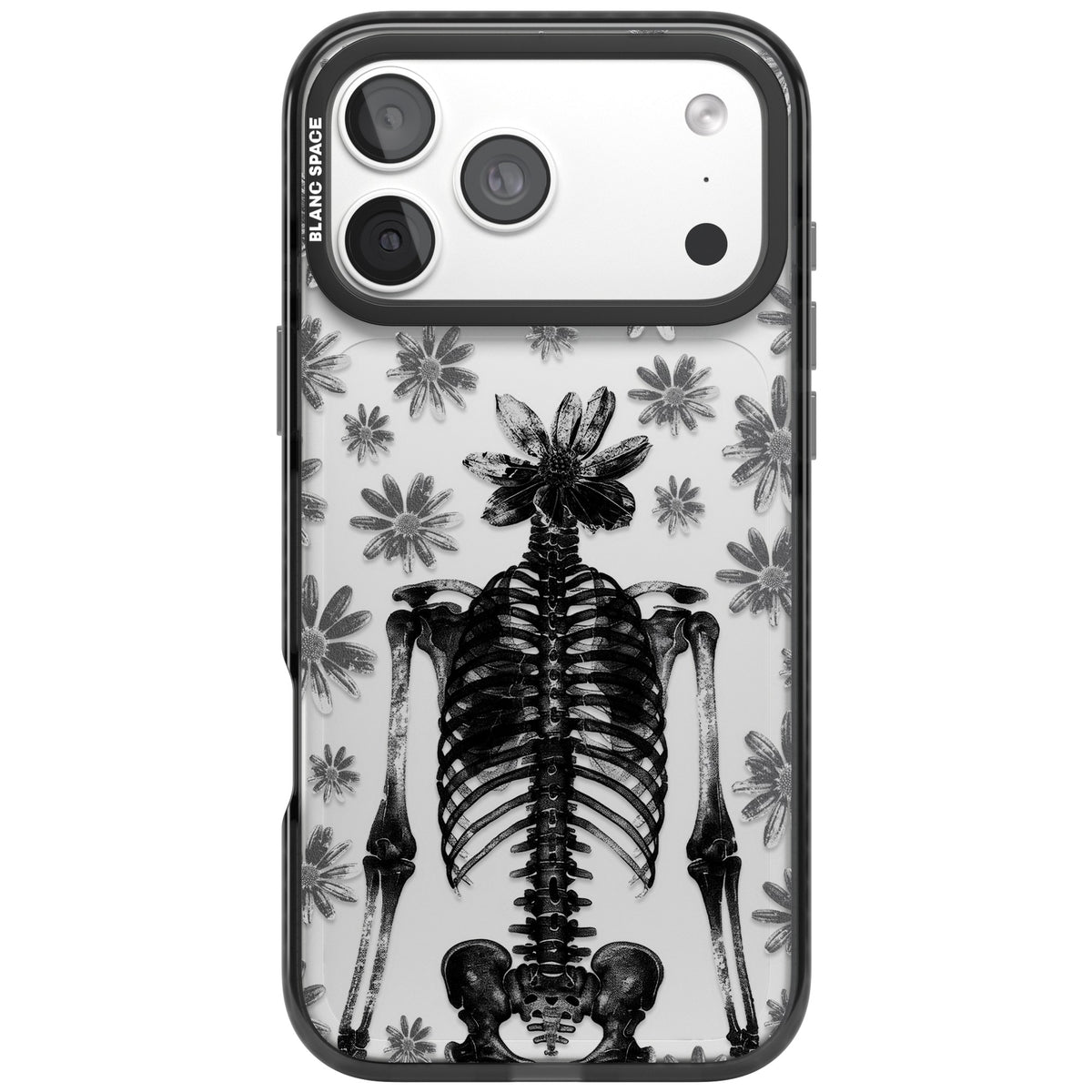 Skeleton Flower iPhone 18 Pro Max Impact Black Phone Case front