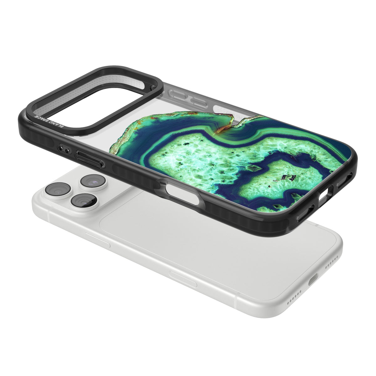 Emerald Agate Slice iPhone 18 Pro Max Impact Black Phone Case angled