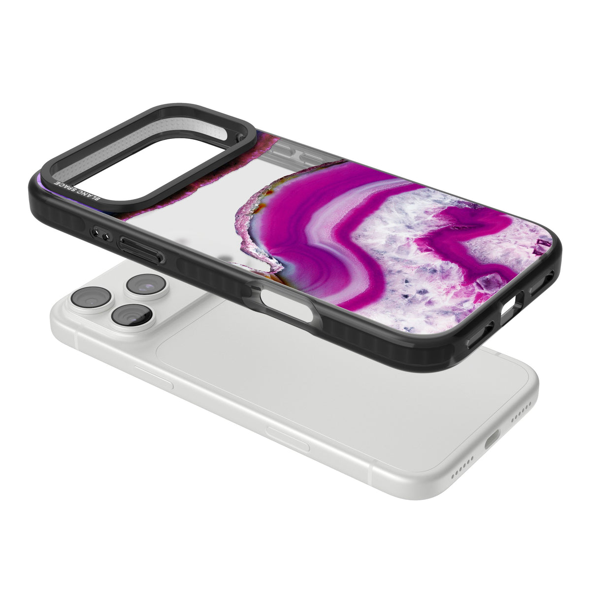 Amethyst Crystal Slice iPhone 18 Pro Max Impact Black Phone Case angled