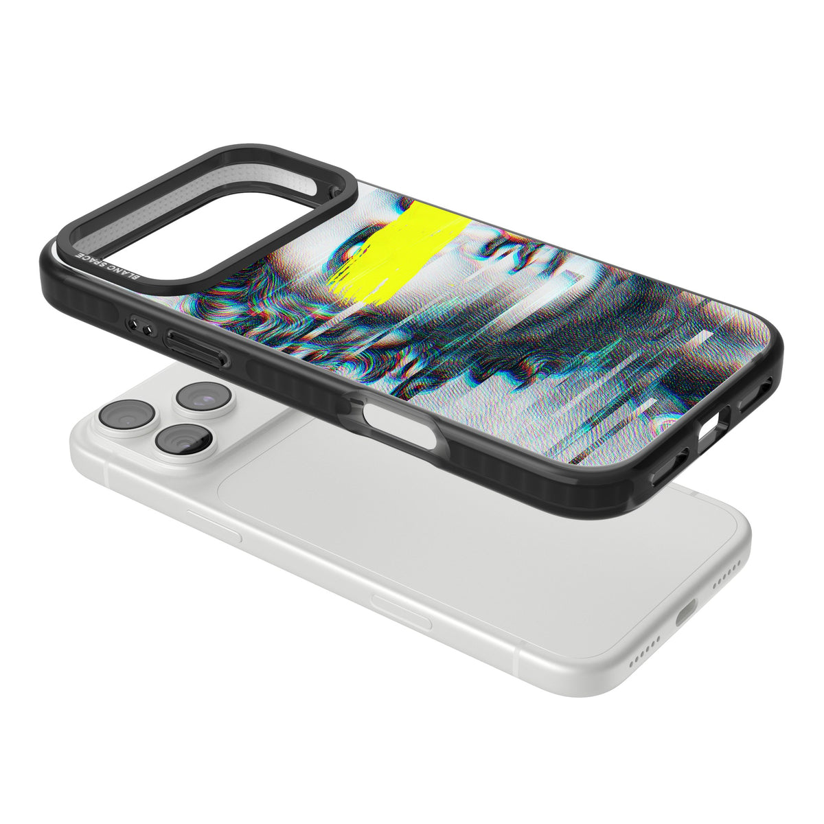 Glitched Fragment iPhone 18 Pro Max Impact Black Phone Case angled
