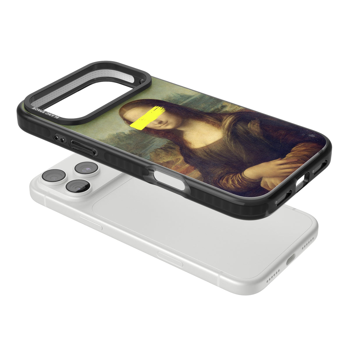 Vandaled Mona Lisa iPhone 18 Pro Max Impact Black Phone Case angled