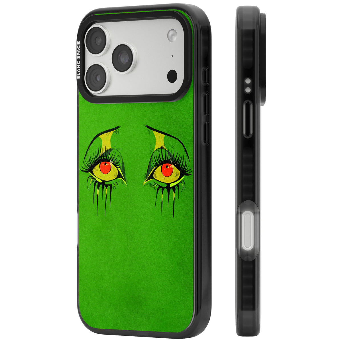 Green Enchanted Eyes iPhone 18 Pro Max Impact Black Phone Case side